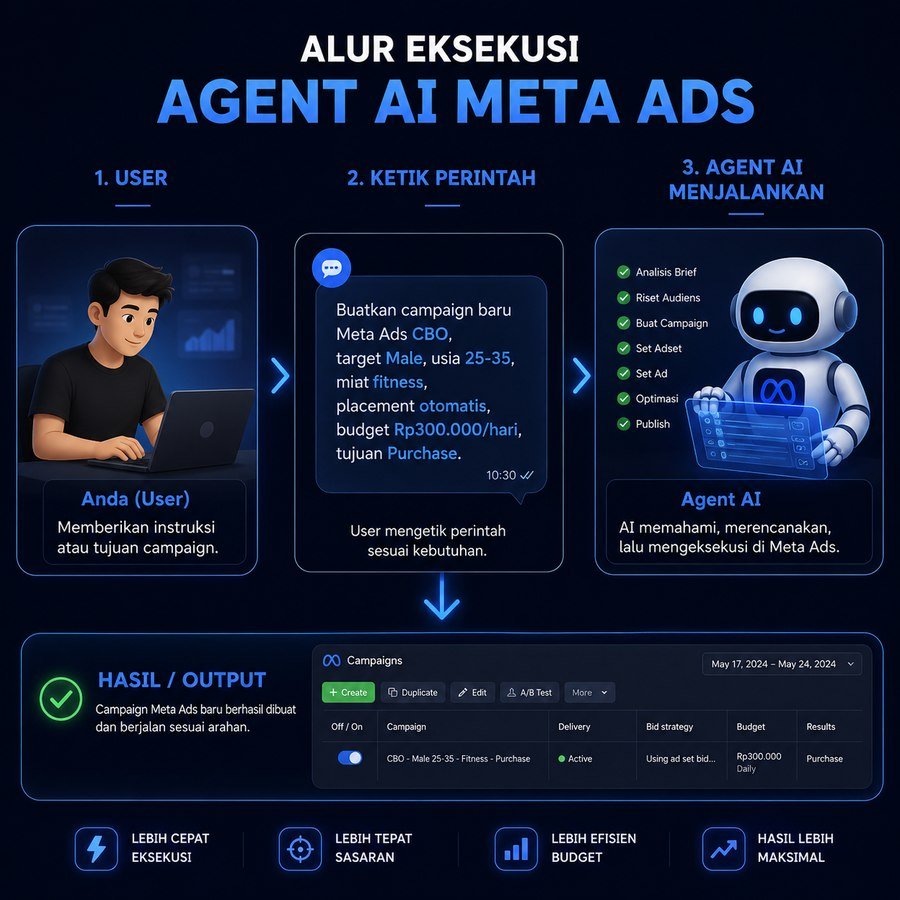 Alur perintah user ke Agent AI — full otomatis